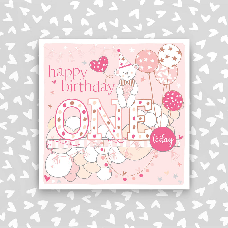 CB287 - Happy Birthday, One today in pink greeting card
