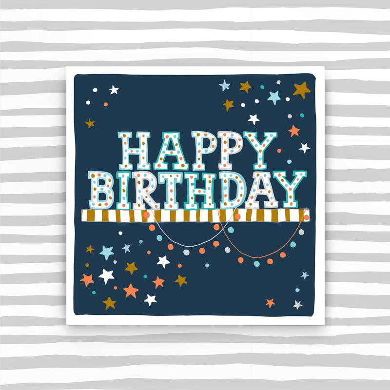 CB292 - Happy birthday - floating shelf on dark blue greeting card