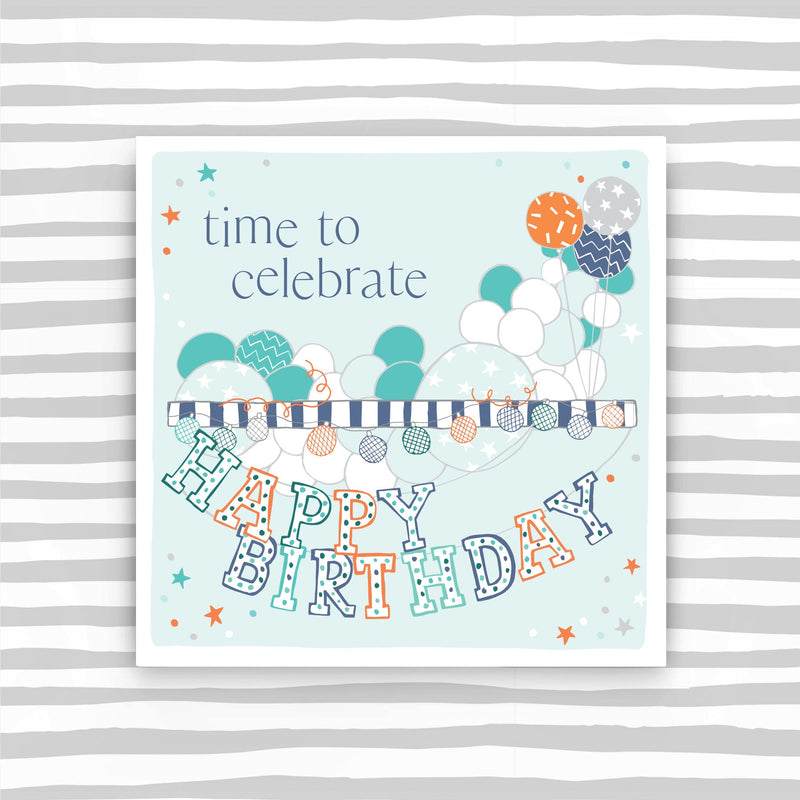 CB295 - Happy birthday - balloons and bunting greeting card