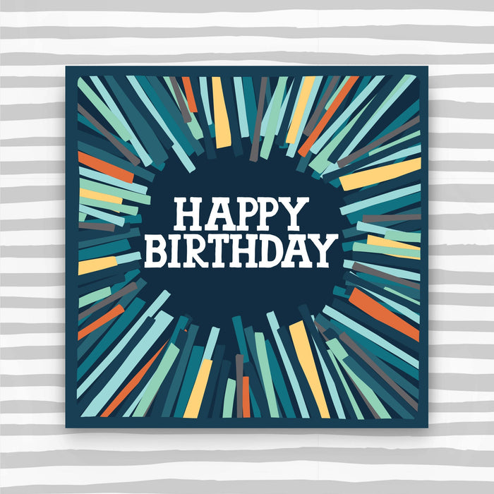 Happy Birthday Card - Green lines (CK13)