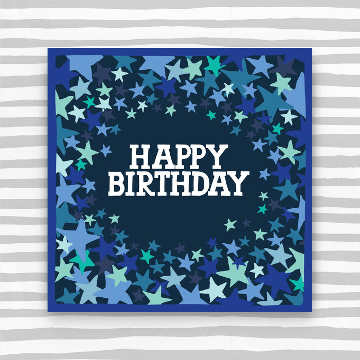 Happy Birthday Card - Blue Stars (CK15)