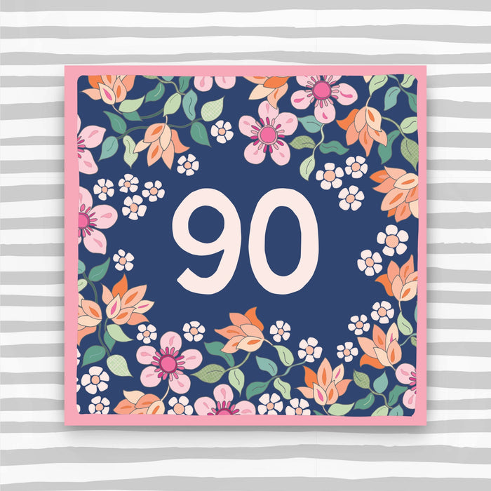 90th Birthday Card - Floral Birthday Card (CK27)