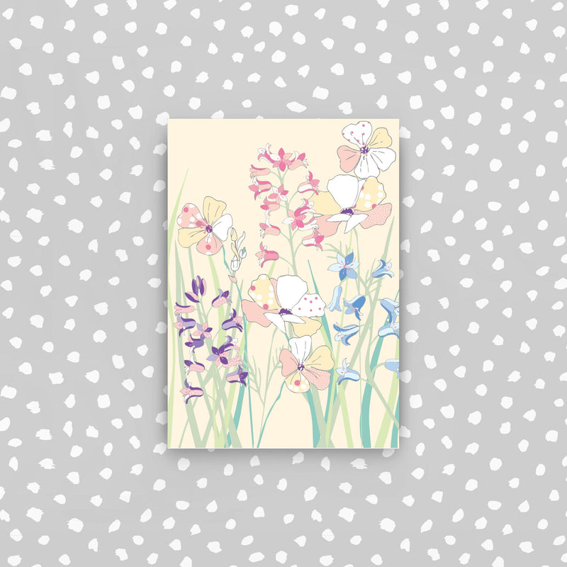 D42 - Flowers on yellow mini card