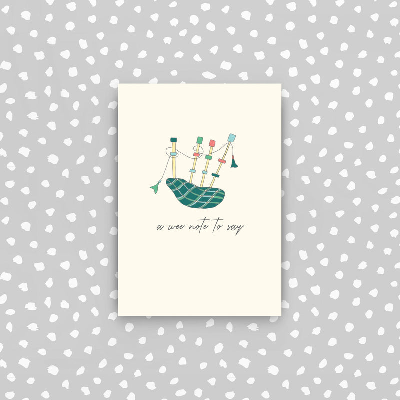 D57 - Bagpipes - A wee note to say mini card