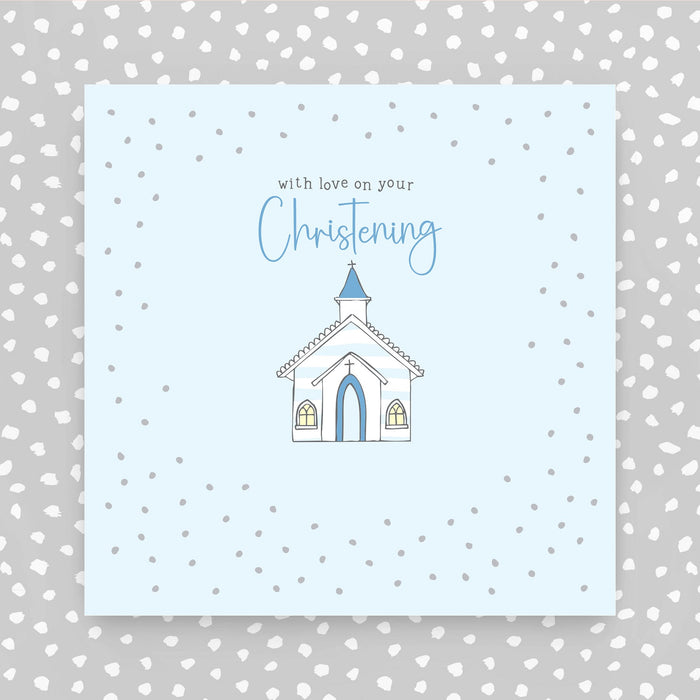 With Love on your Christening blue greeting card (GR13)