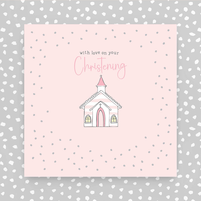 With Love on your Christening pink greeting card (GR14)