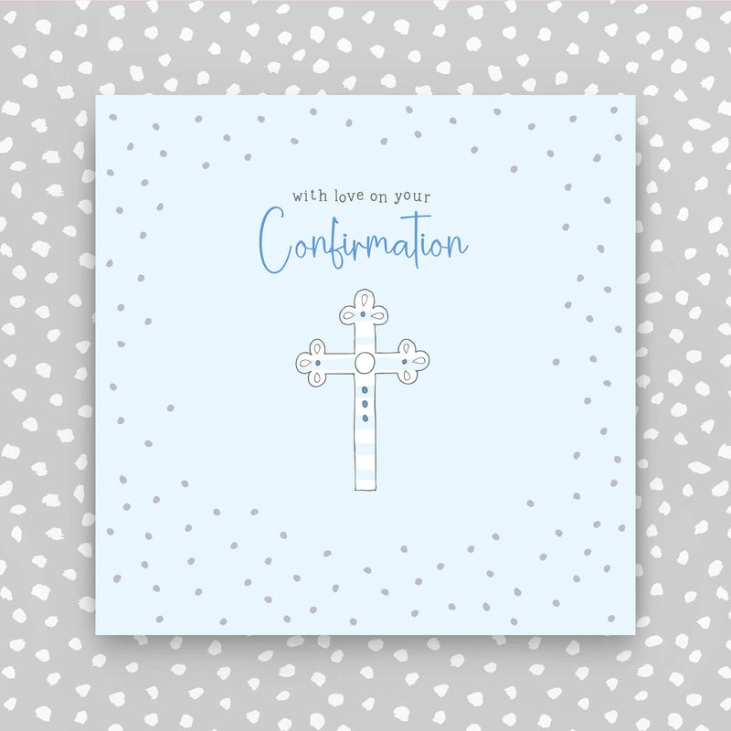 GR16-B - With Love on your Confirmation with a blue background greeting card