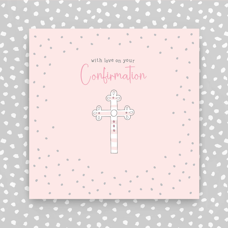 GR16-P - With Love on your Confirmation with a pink background greeting card