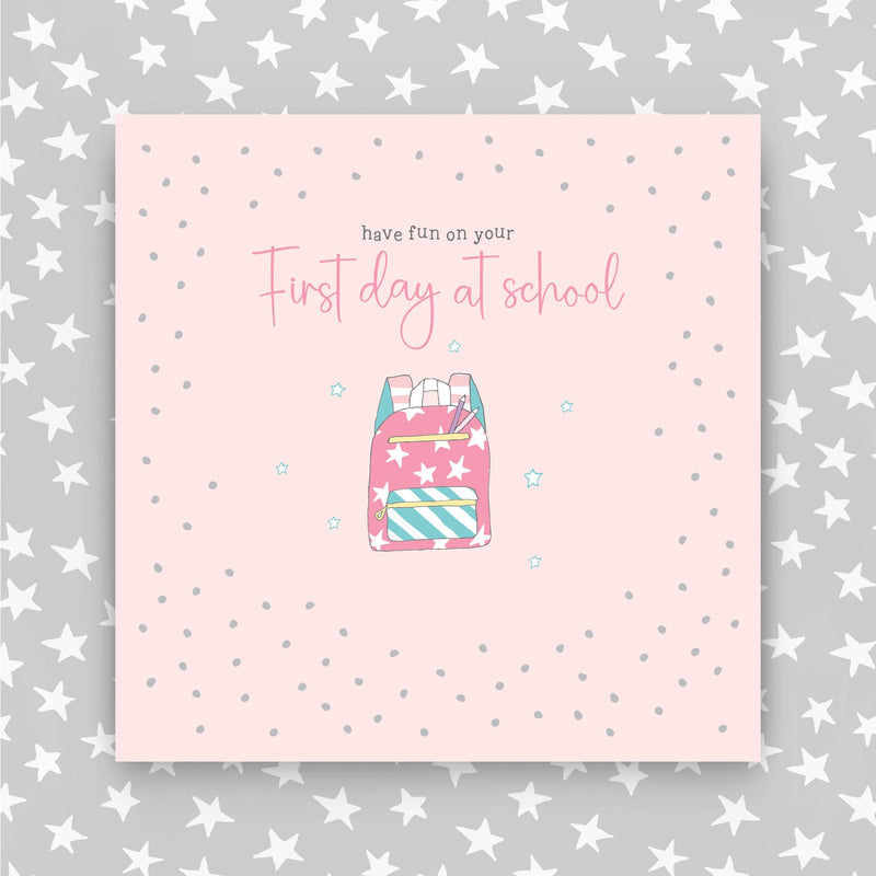 1st Day at School Greeting Card in pink colours (GR67)