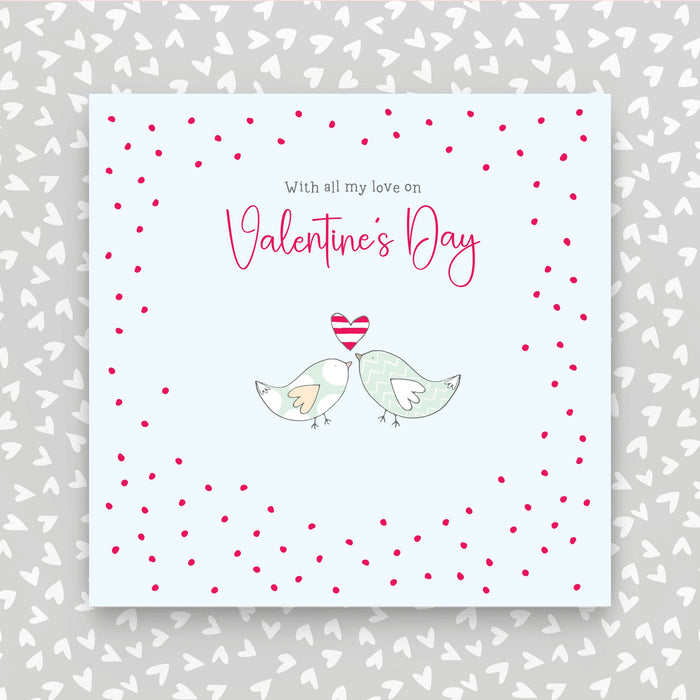 With lots of love on Valentine's Day Greeting Card - Two birds (GR89)