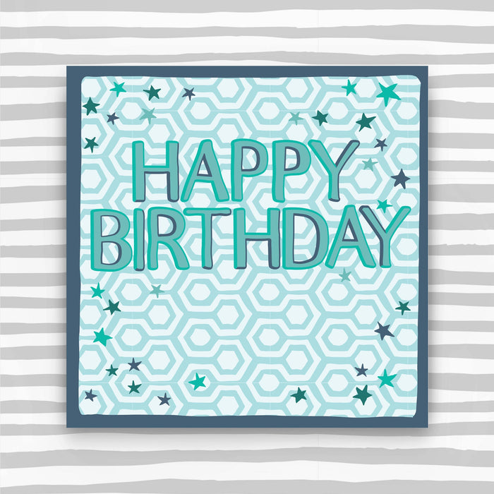 Happy Birthday - hexagon pattern greeting card (HH58)