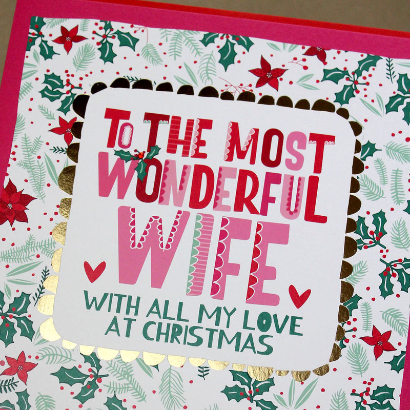 Large Christmas Card To the Most Wonderful Wife (LXTF04)