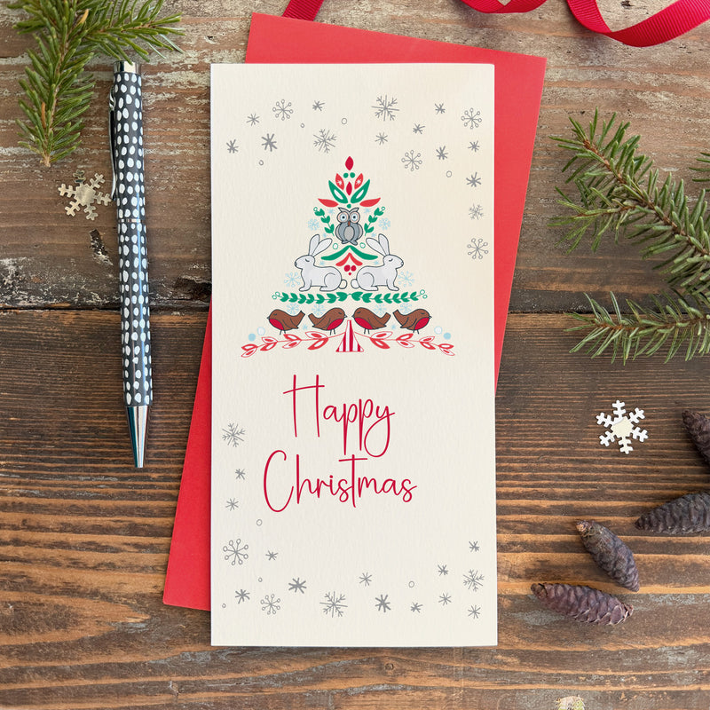 Christmas Money Wallet featuring a tree with woodland animals (MW43)