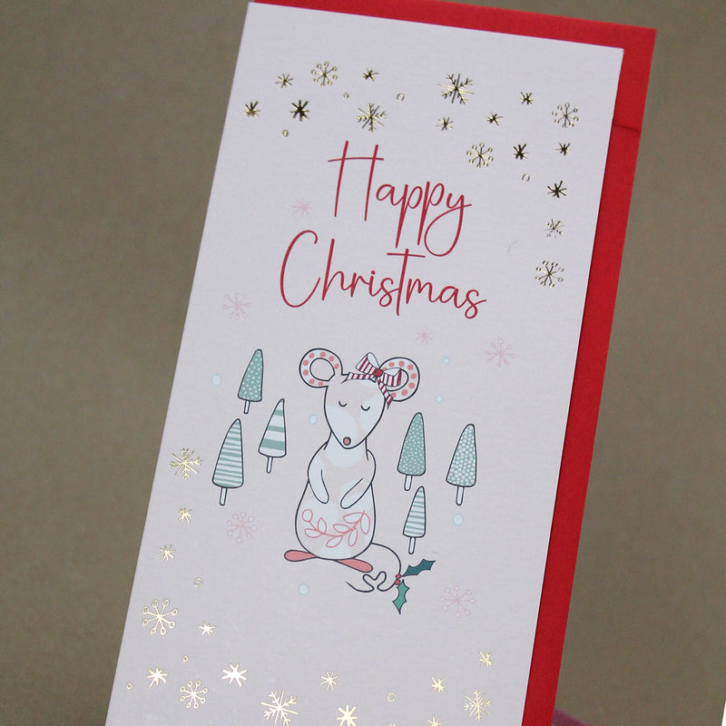 Christmas Money Wallet featuring a pink mouse (MW46)