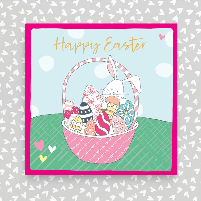 Happy Easter Greeting Card an Basket of Easter Eggs (OC36)