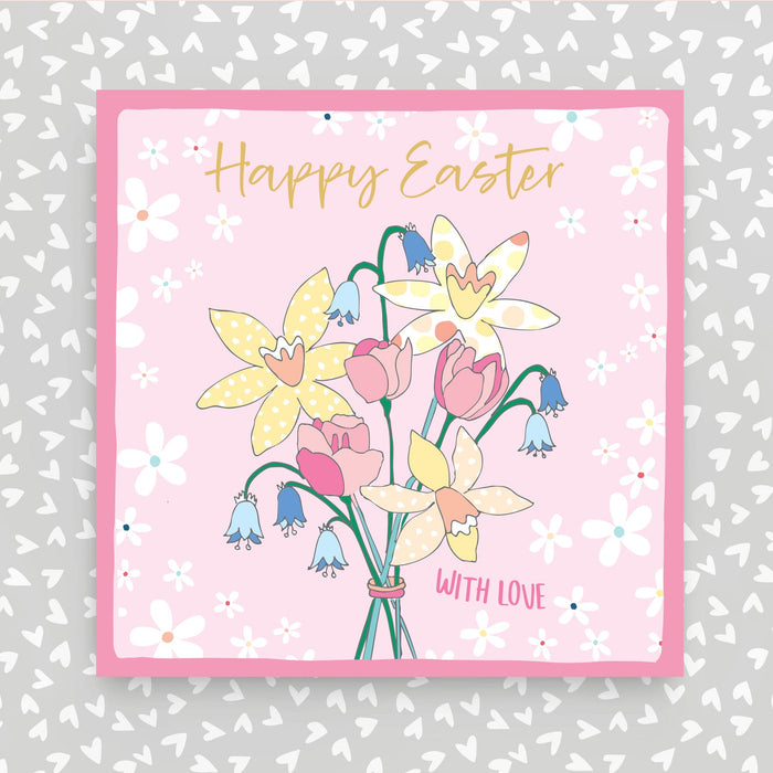 Happy Easter Greeting Card with Spring Flowers (OC38)