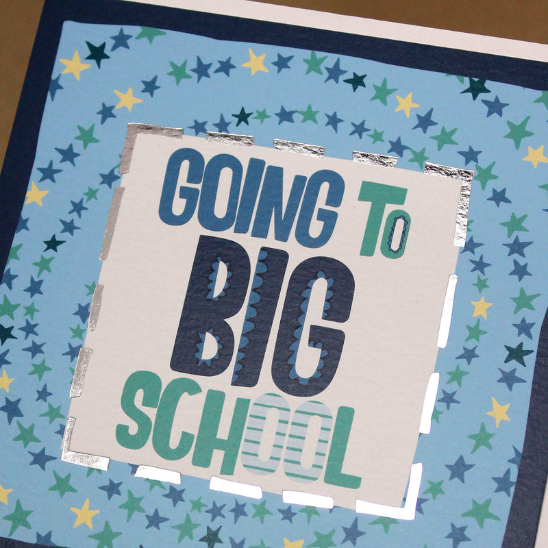 Going to Big School Blue Greeting Card (TF125)