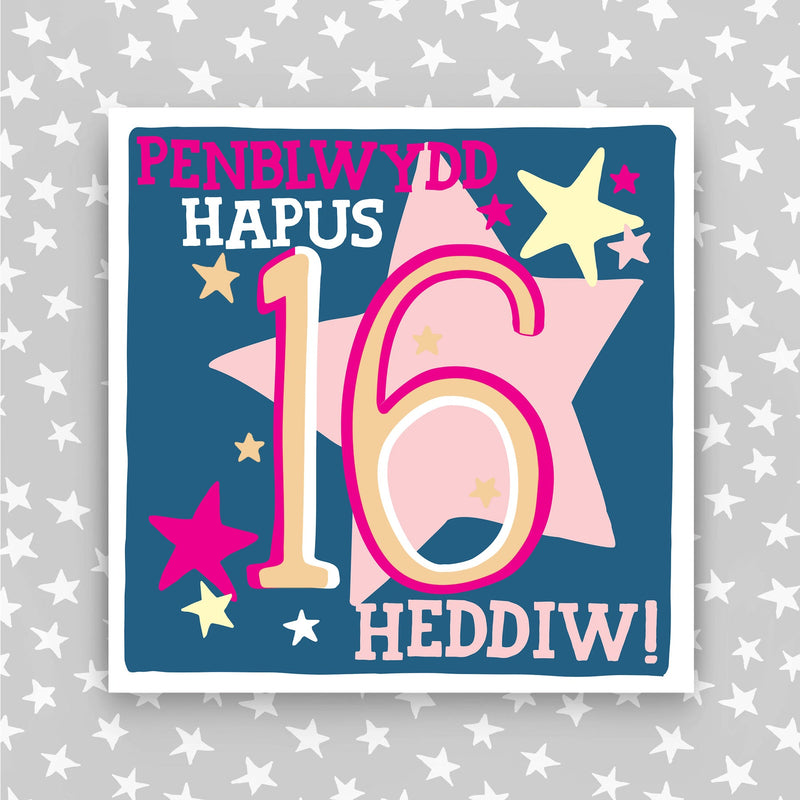 Welsh - Penblwydd Hapus 16 Heddiw - Happy Birthday 16 today card (WHH43)