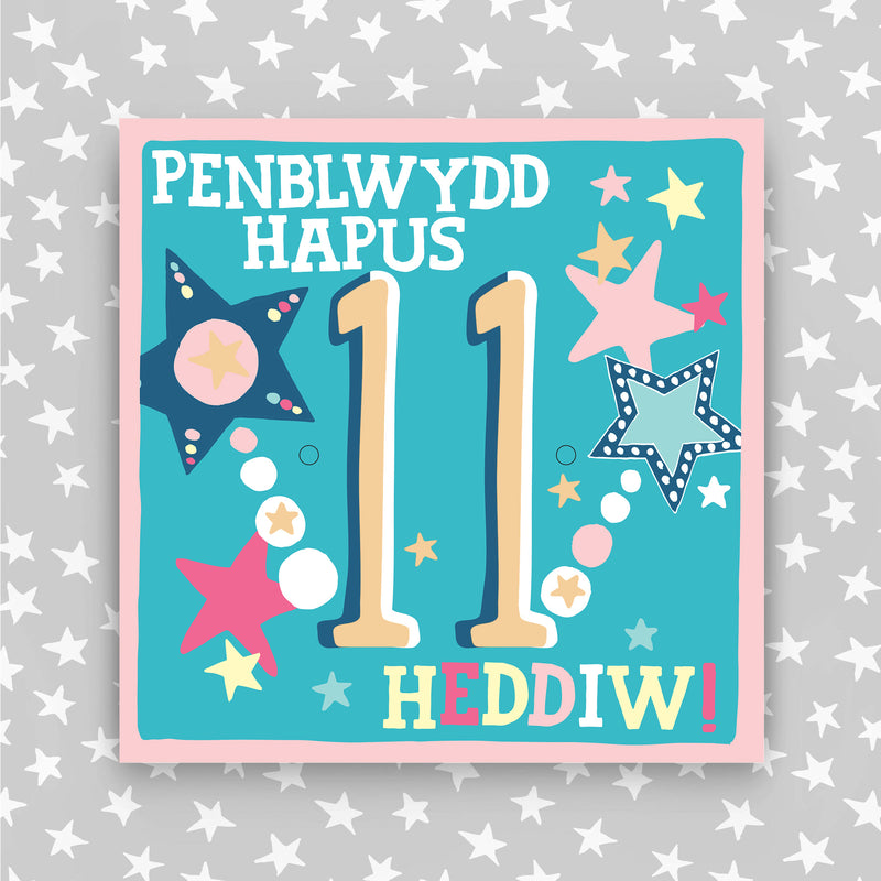 Welsh - Penblwydd Hapus 11 Heddiw - Happy Birthday 11 today card (WHH38)