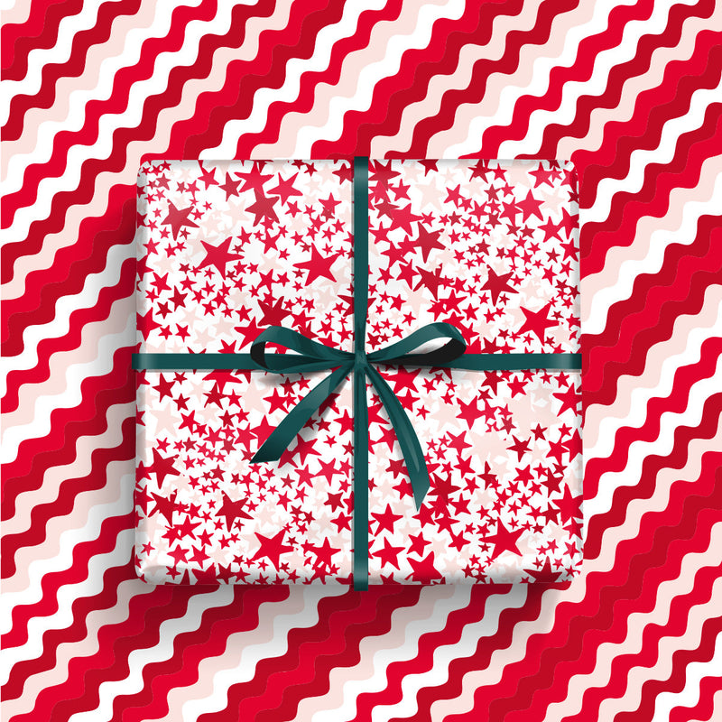 Christmas Gift Wrap - Red Stars (2 sheets - WR63)