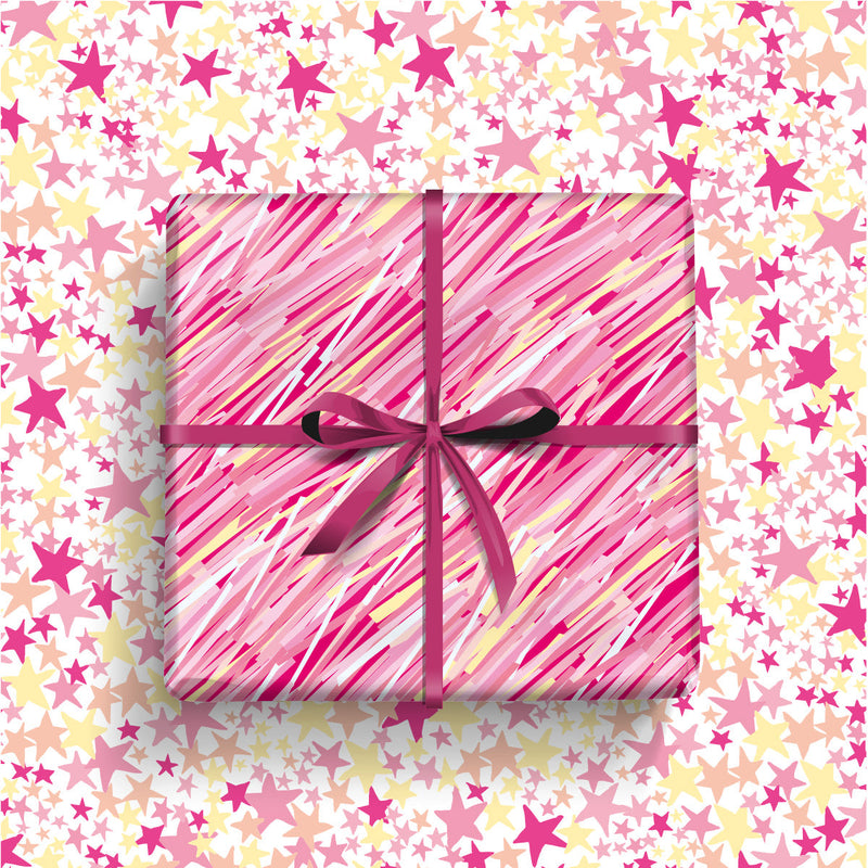 Gift Wrap - Pink Layered Lines (2 sheets - WR69)