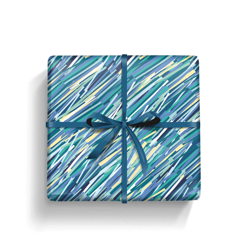 Gift Wrap - Blue Layered Lines (2 sheets - WR70)
