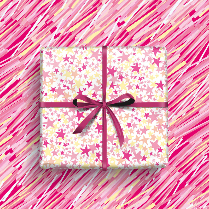 Gift Wrap - Pink Stars (2 sheets - WR71)