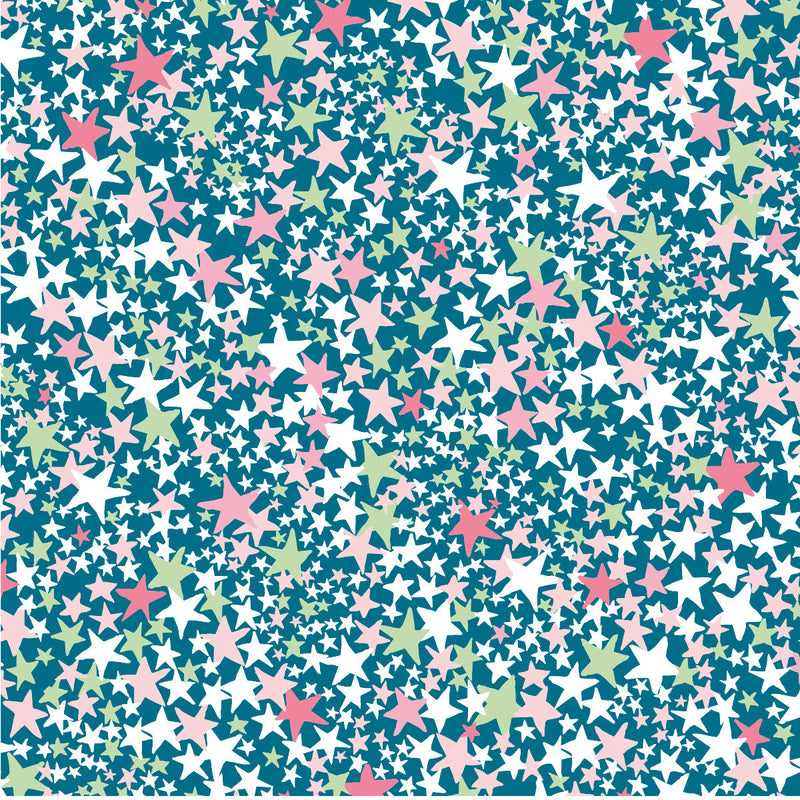 Gift Wrap - Pink & Green Stars (2 sheets - WR73)