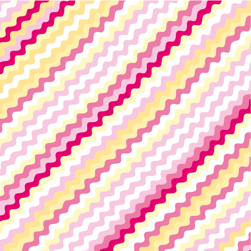 Gift Wrap - Pink & Yellow Wavy Lines (2 sheets - WR75)