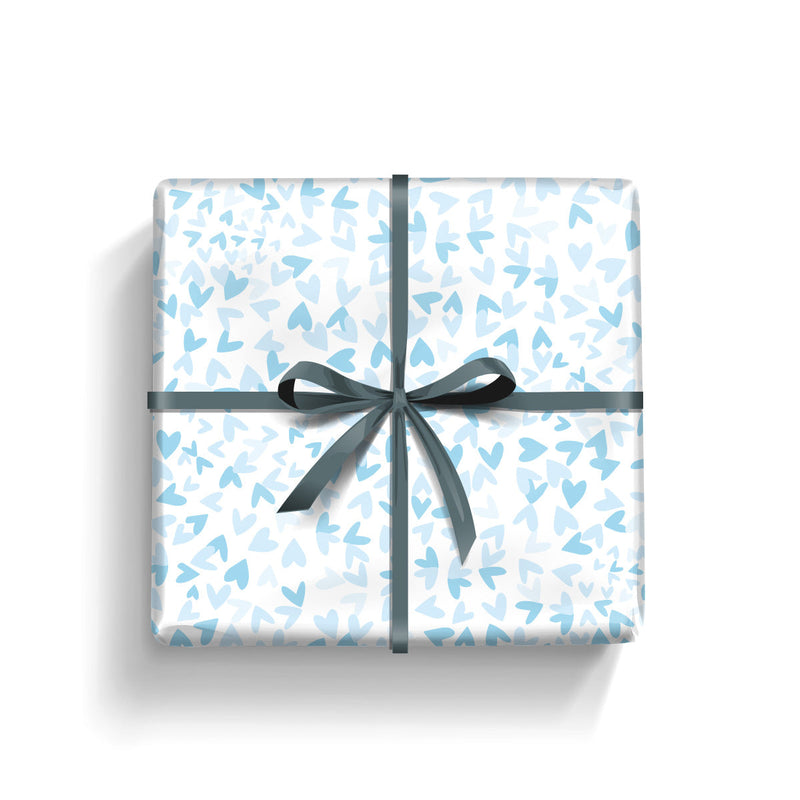 Gift Wrap - Pale Blue Hearts (2 sheets - WR77)
