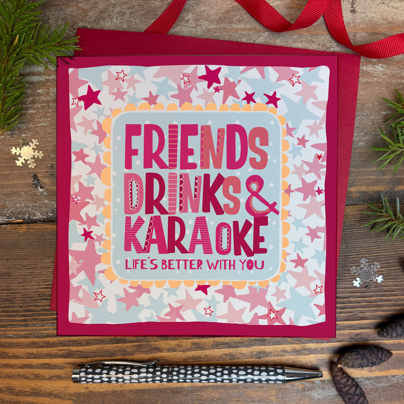 Friends Drinks & Karaoke Christmas Card (XTF28)
