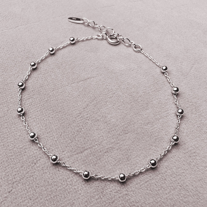 Teacher Christmas Card with Dainty 925 Sterling Silver Beaded Chain Bracelet