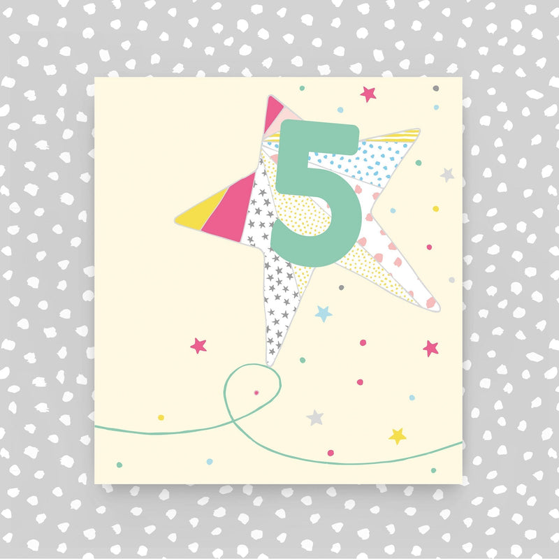 5th birthday card - Pink Star (A37)