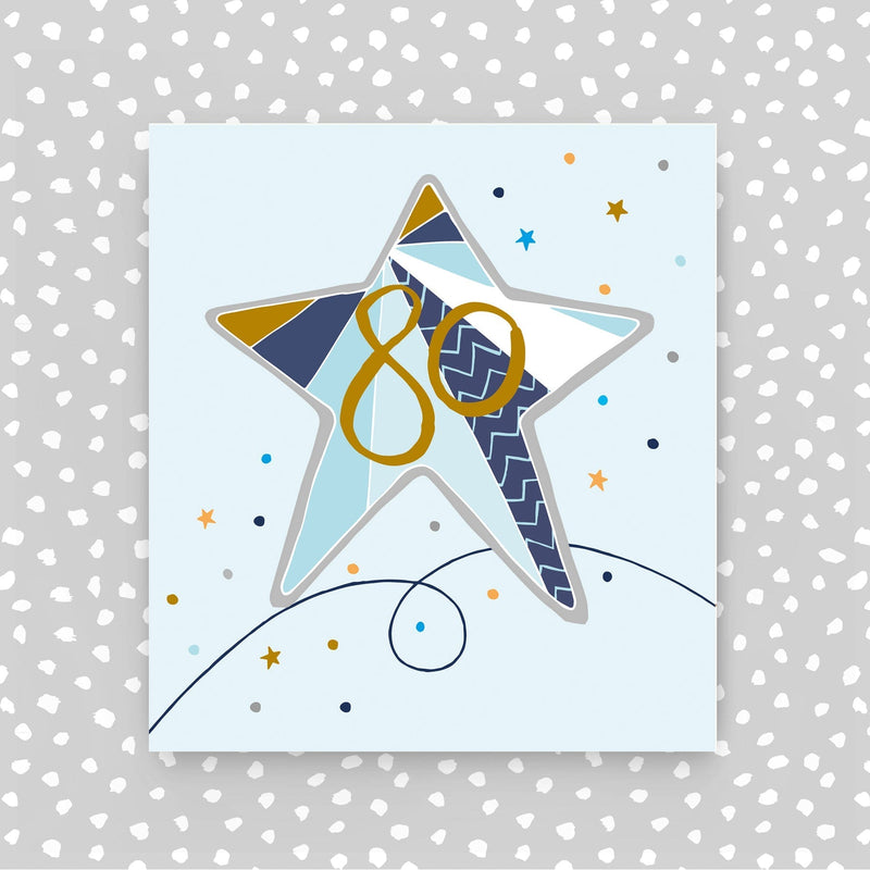 80th birthday card - Blue Star (A58)