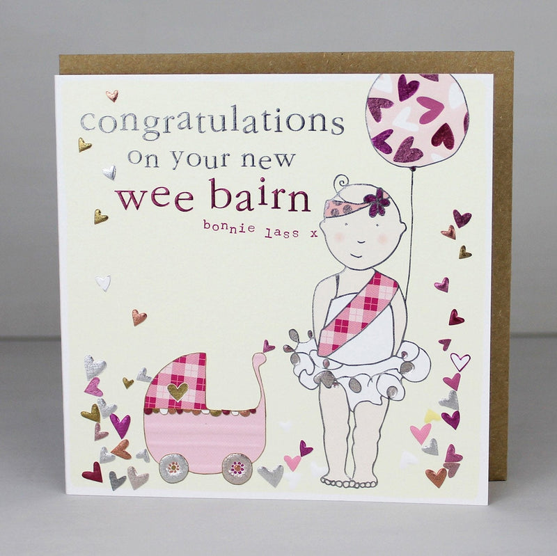 Congratulations on your new wee bairn girl card(CWB03)