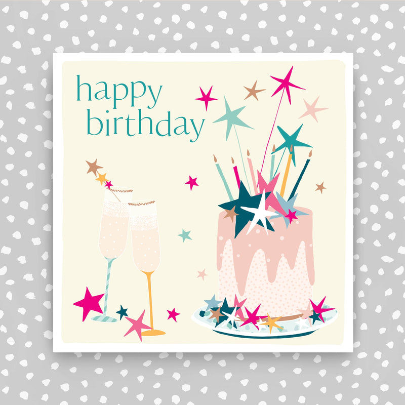 Happy Birthday Card - Cake and fizz (FB193)