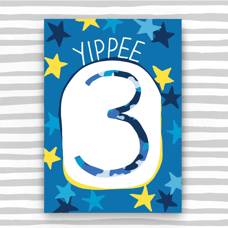 Boy Aged 3 Birthday Card (HB03)