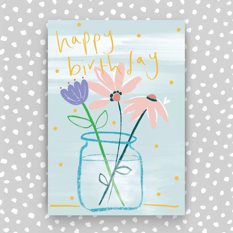 Happy Birthday Card - Vase of flowers (SUN01)